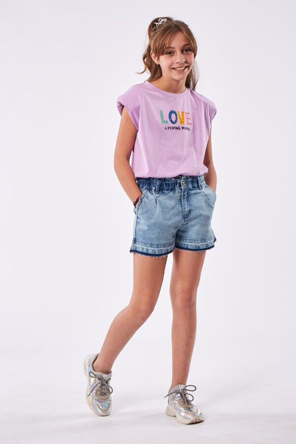 Σορτς τζιν για κορίτσια 6-16 ετών σιελ Εβίτα 226041